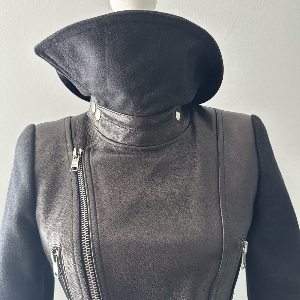 Alexander McQueen wool and leather moto peplum jacket 42 small 🖤💀🖤 - Picture 16 of 16
